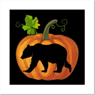 Bear in pumpkin Posters and Art